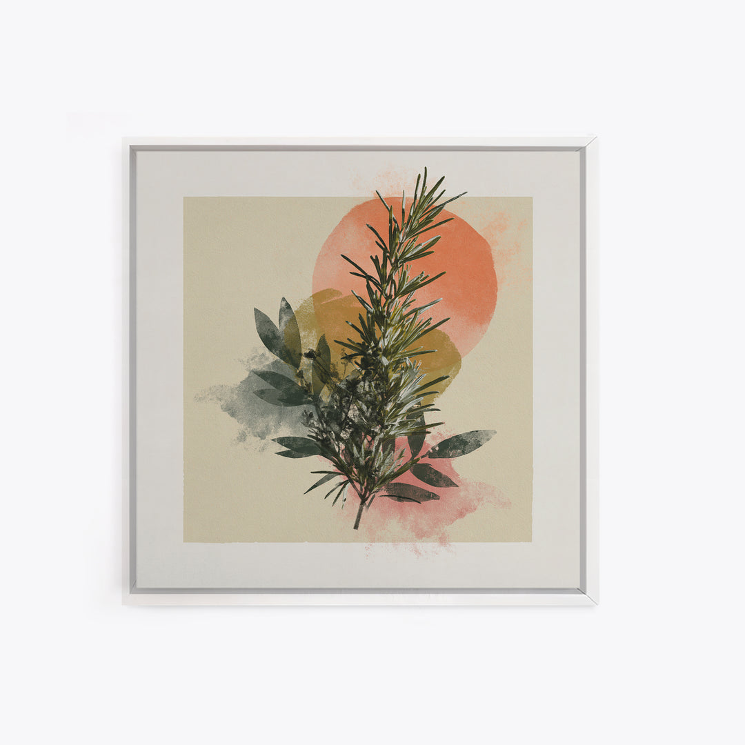 Botanical Herbal Arrangement Framed Canvas Print, Spa Art, Gallery Decor, Spa Decor, Fine Art, Serenity, Wall Art, Home Decor, SPA-1x1-38