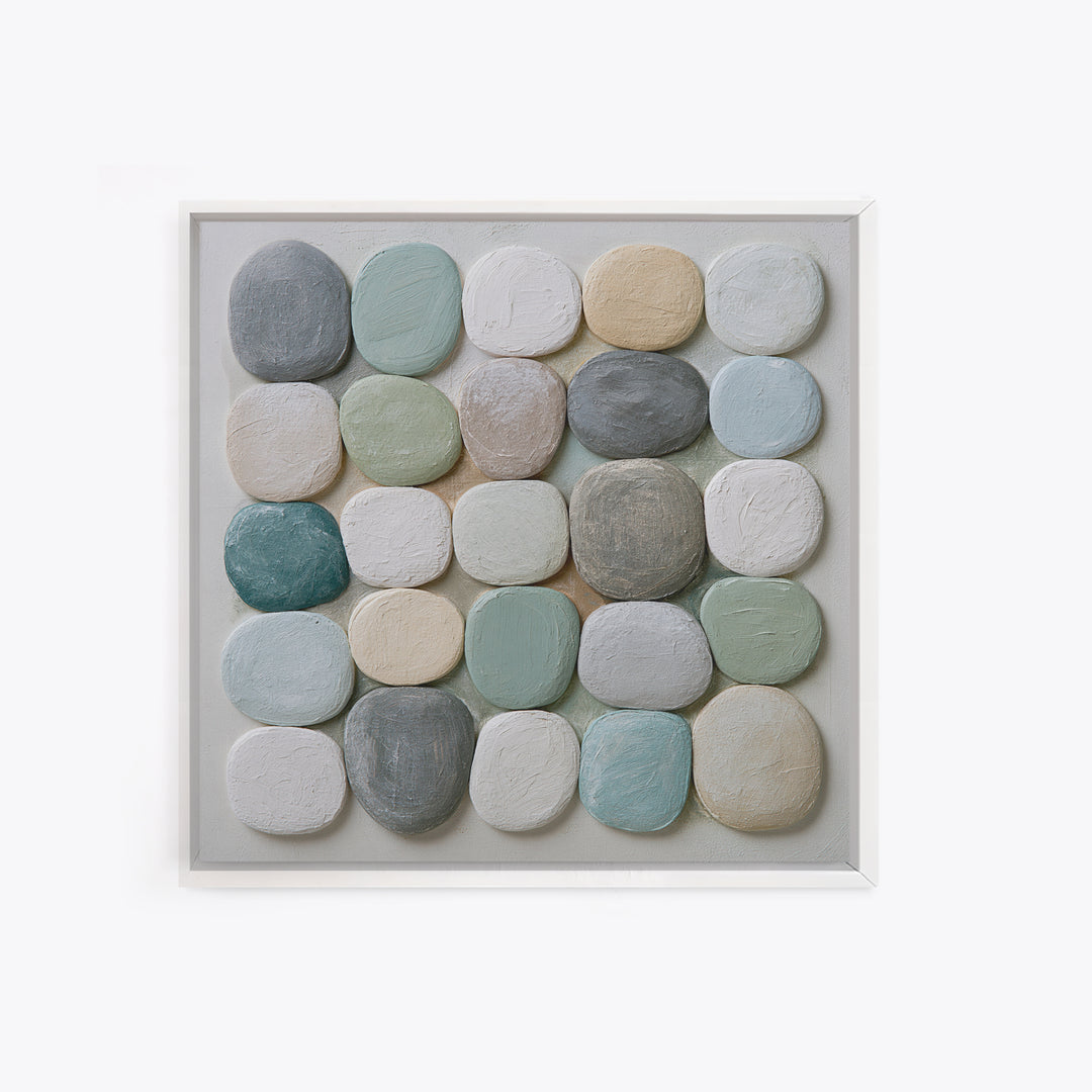 Pebble Texture Abstract Framed Canvas Print, Spa Art, Fashion Wall Art, Spa Decor, Abstract Art, Serenity, Modern Decor, SPA-1x1-39