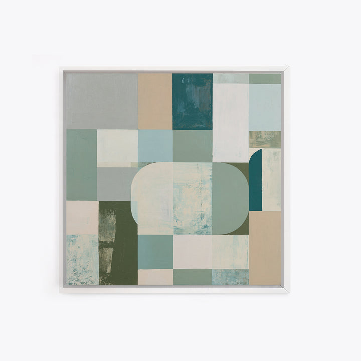 Sage and Ivory Geometric Calm Composition Canvas Print, Spa Art, Luxury Decor, Spa Decor, Abstract Art, Serenity, SPA-1x1-45