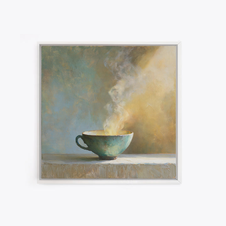 Tea Bowl and Steam Still Life Framed Canvas Print, Spa Art, Esthetician Decor, Spa Decor, Fine Art, Serenity, Room Decor, SPA-1x1-46