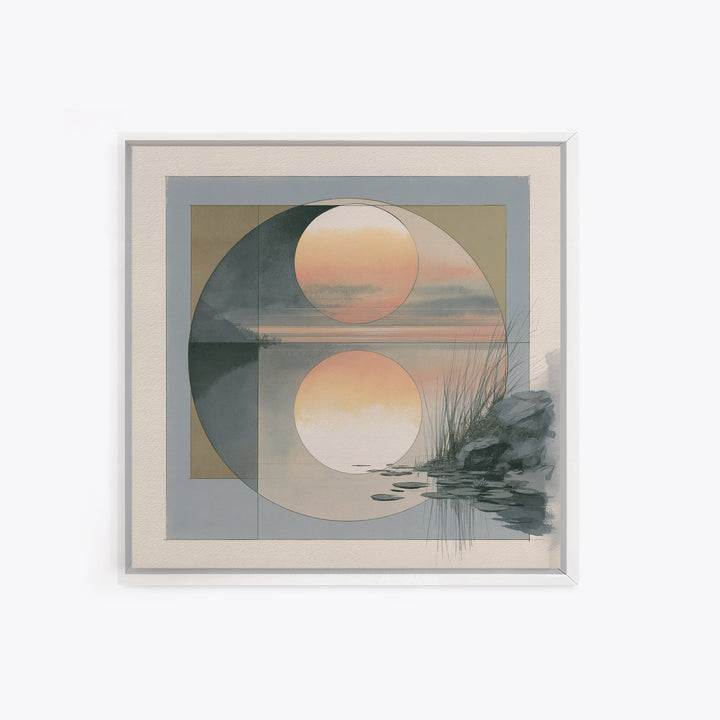 Moonlit Lake Reflection Framed Canvas Print, Spa Art, Feminine Wall Art, Spa Decor, Fine Art, Serenity, Hair Salon Wall Art, SPA-1x1-47