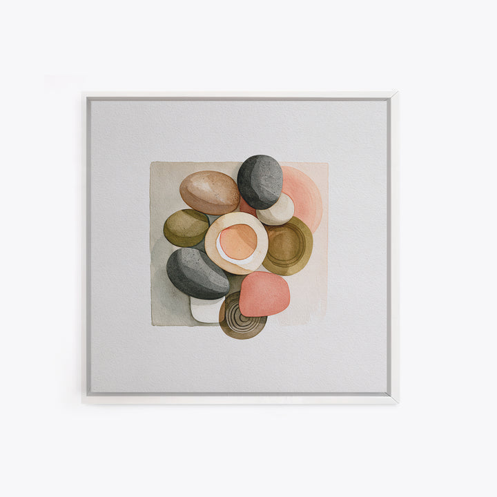 Pebble Texture Abstract Framed Canvas Print, Spa Art, Neutral Decor, Spa Decor, Fine Art, Serenity, Home Decor, Wall Decor, SPA-1x1-63