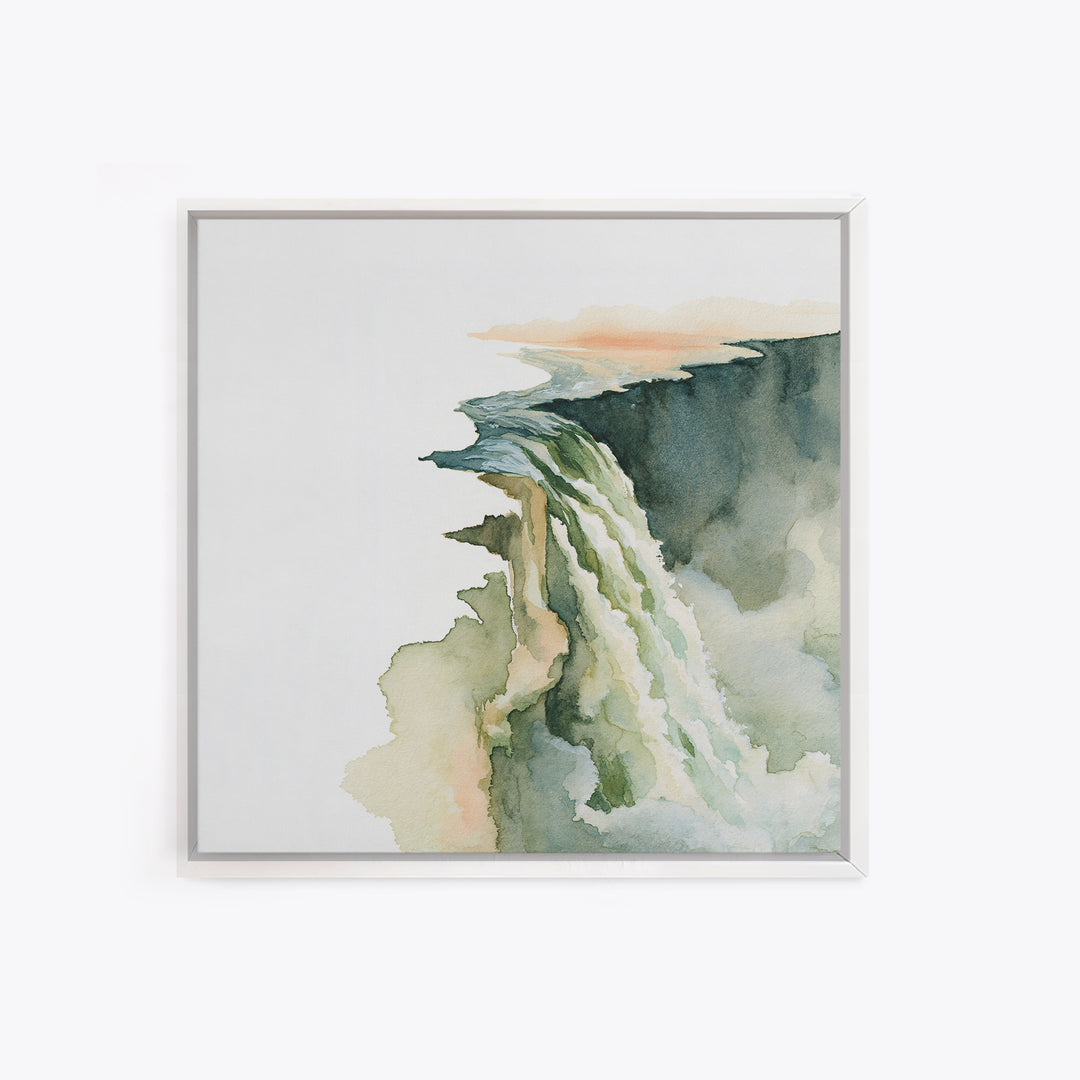 Serene Waterfall with Mist Framed Canvas Print, Spa Art, Dog Canvas, Spa Decor, Abstract Art, Serenity, Art Print, Room Decor, SPA-1x1-66