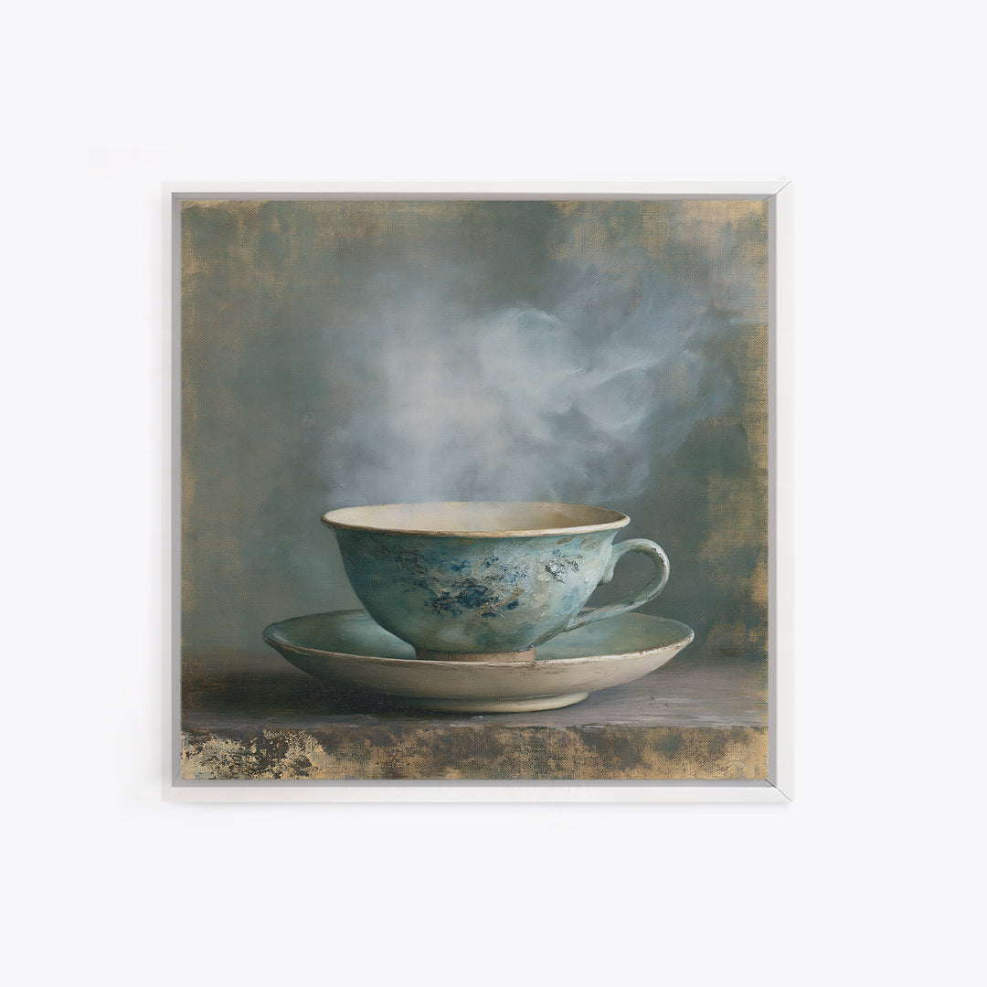 Tea Bowl and Steam Still Life Framed Canvas Print, Spa Art, Esthetician Decor, Spa Decor, Fine Art, Serenity, Room Decor, SPA-1x1-70