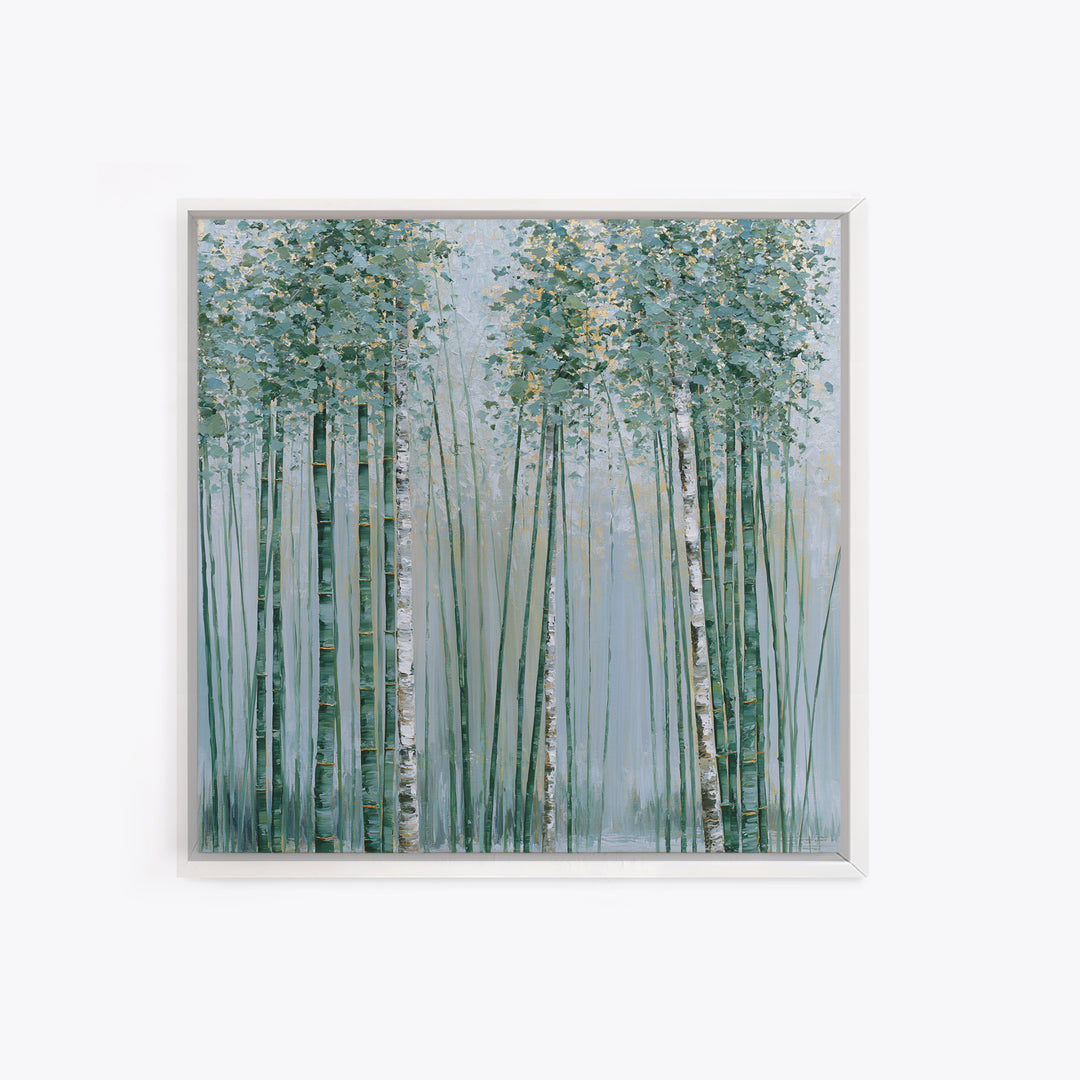 Misty Bamboo Forest Canvas Print, Spa Art, Art, Spa Decor, Serenity, Abstract Print, Minimalist Art, Feminine Wall Art, SPA-1x1-77