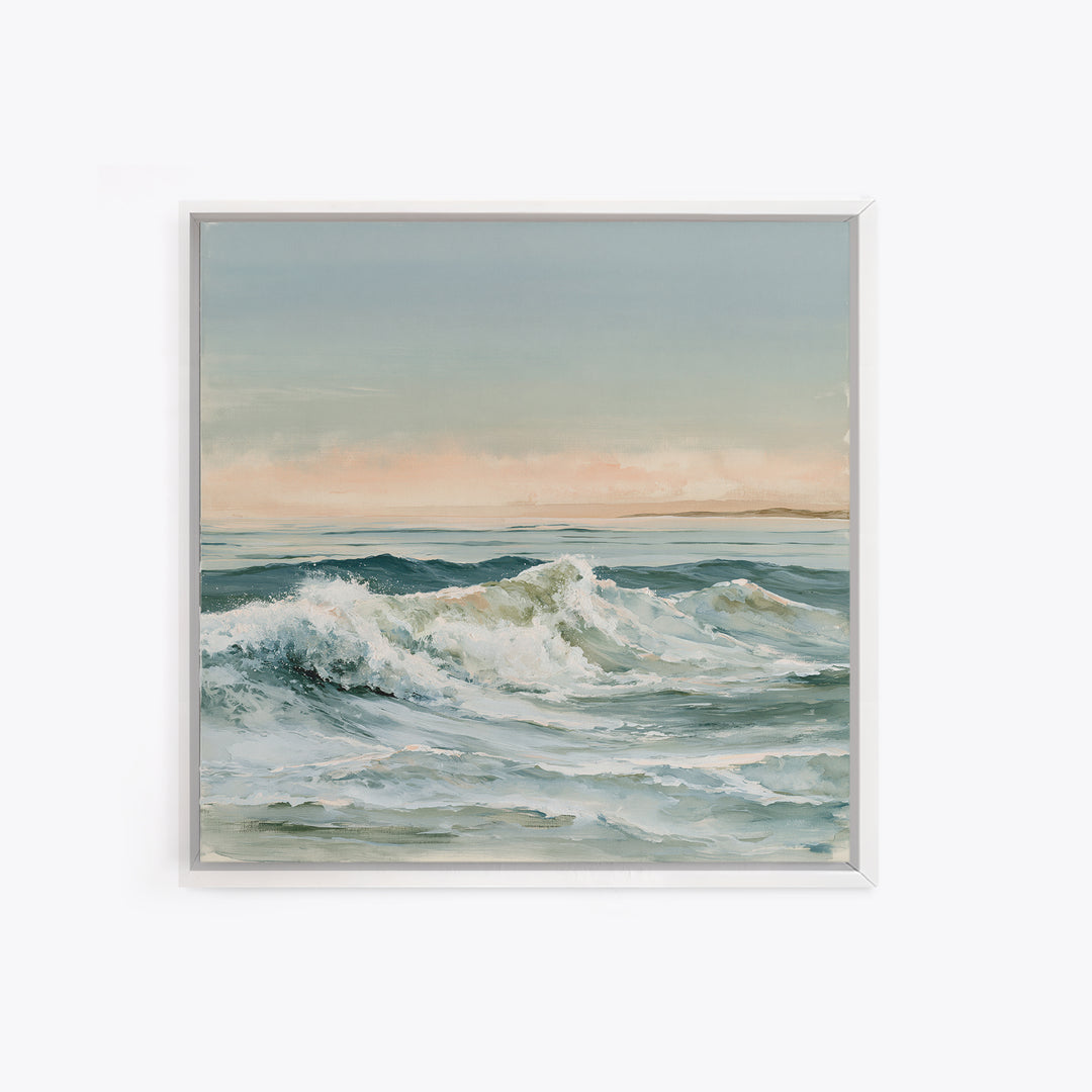 Coastal Horizon in Muted Spa Blues Canvas Print, Spa Art, Boho Decor, Spa Decor, Serenity, Printable Art, Wall Art Print, SPA-1x1-82