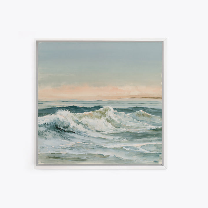 Coastal Horizon in Muted Spa Blues Canvas Print, Spa Art, Boho Decor, Spa Decor, Serenity, Printable Art, Wall Art Print, SPA-1x1-82