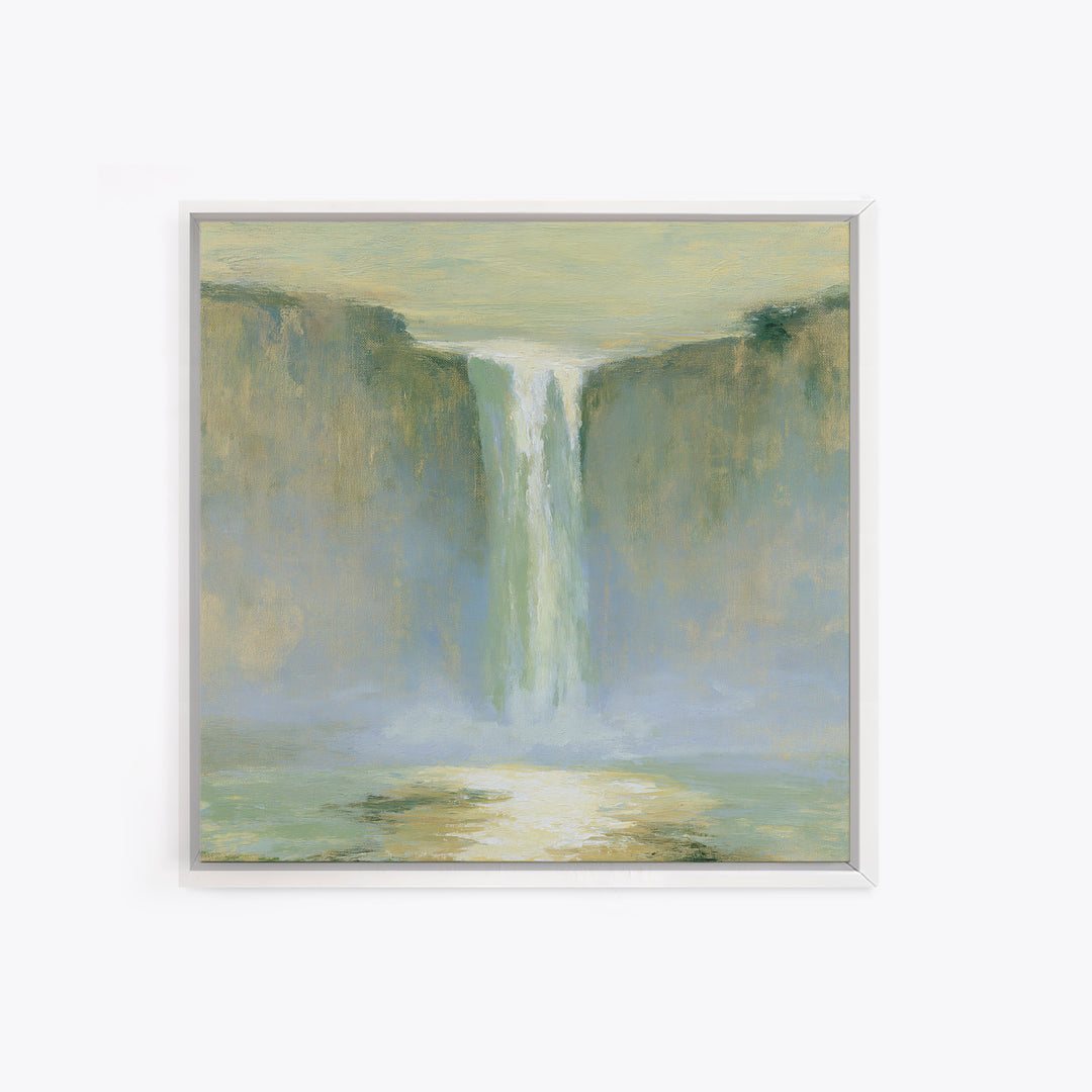 Serene Waterfall with Mist Canvas Print, Spa Art, Neutral Decor, Spa Decor, Fine Art, Serenity, Home Decor, Wall Decor, SPA-1x1-90