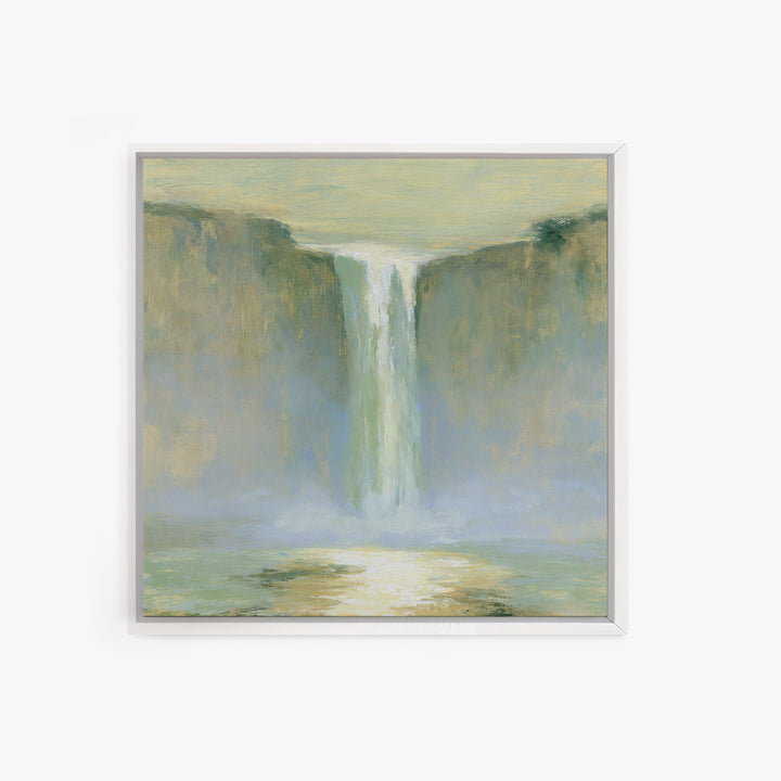 Serene Waterfall with Mist Canvas Print, Spa Art, Neutral Decor, Spa Decor, Fine Art, Serenity, Home Decor, Wall Decor, SPA-1x1-90