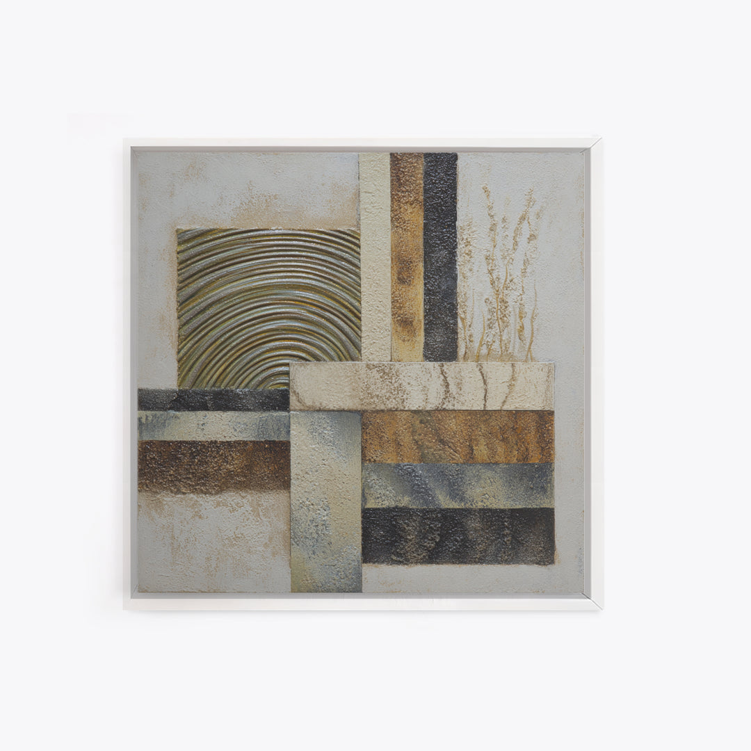 Sage and Ivory Geometric Calm Composition Framed Canvas Print, Spa Art, Wall Art, Spa Decor, Abstract Art, Serenity, SPA-1x1-93