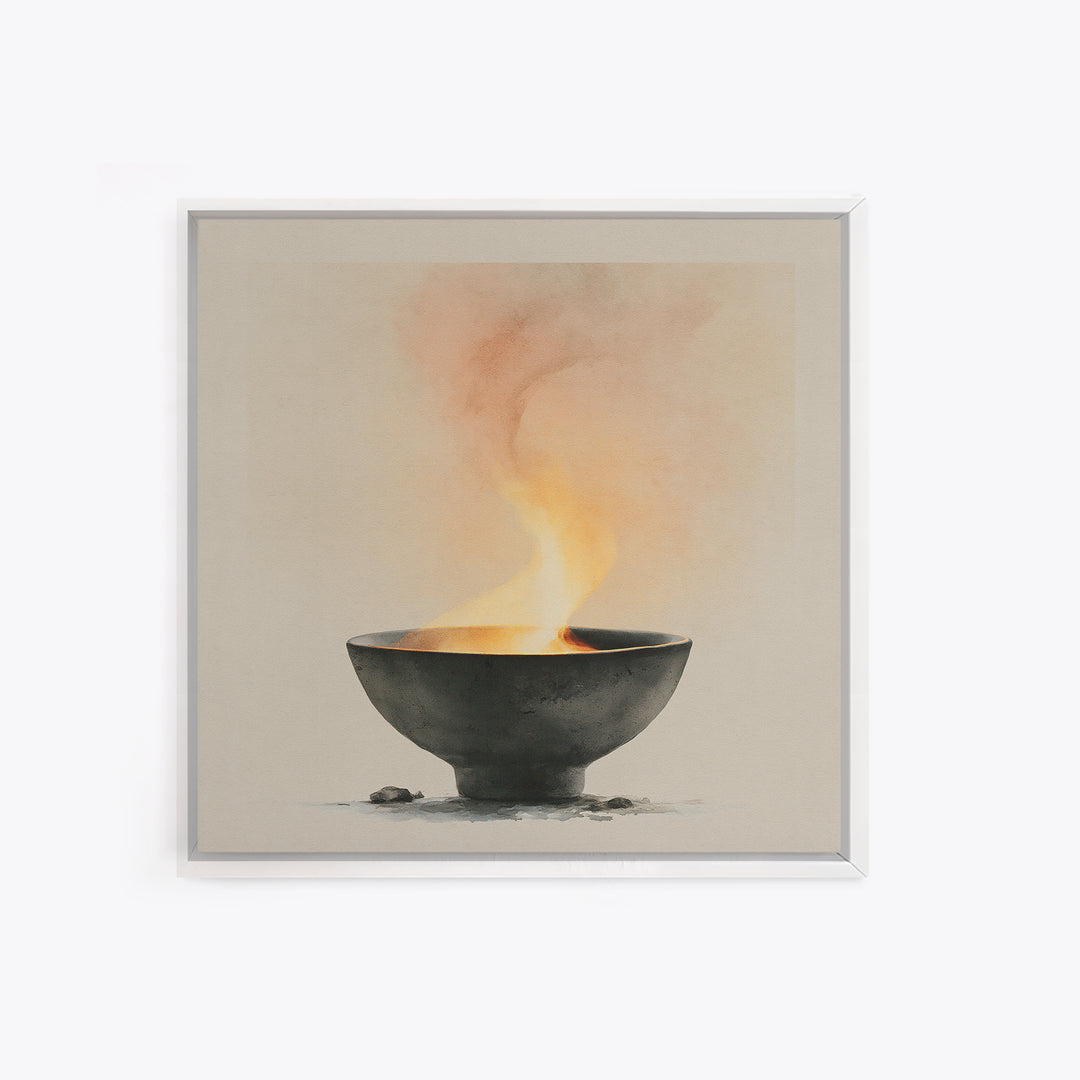 Tea Bowl and Steam Still Life Canvas Print, Spa Art, Modern Decor, Spa Decor, Fine Art, Serenity, Wall Decor, SPA-1x1-94