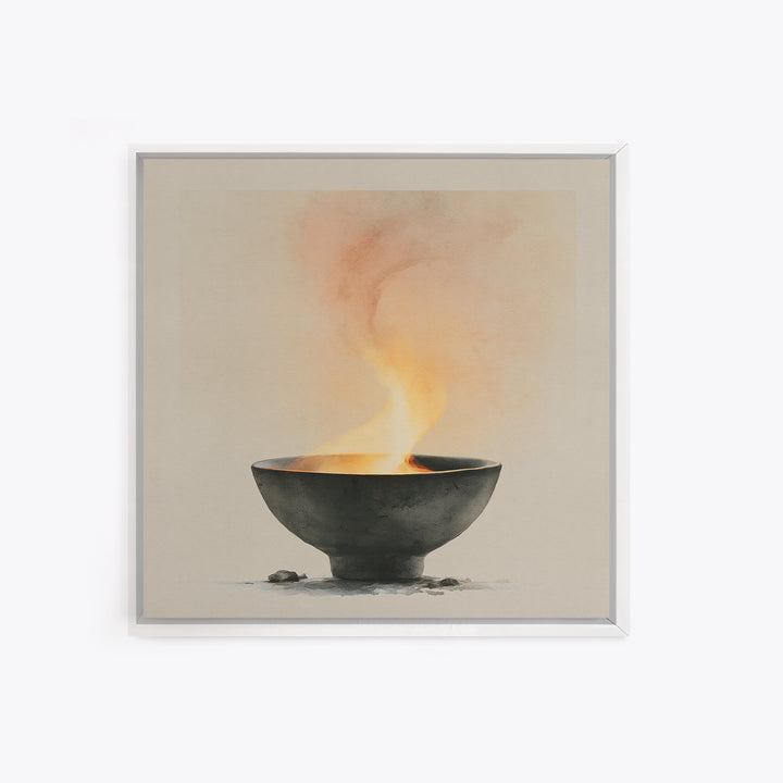 Tea Bowl and Steam Still Life Canvas Print, Spa Art, Modern Decor, Spa Decor, Fine Art, Serenity, Wall Decor, SPA-1x1-94