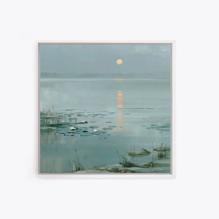 Moonlit Lake Reflection Canvas Print, Spa Art, Fine Art Print, Spa Decor, Fine Art, Serenity, Wall Decor, Printable Wall Art, SPA-1x1-95