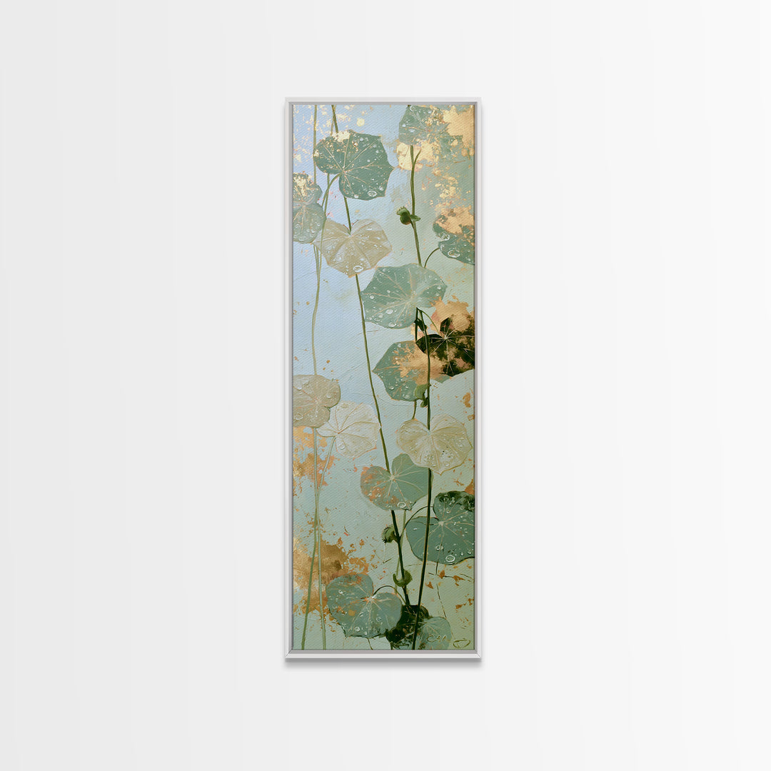 Rain on Leaves Canvas Print, Spa Art, Esthetician Decor, Spa Decor, Fine Art, Serenity, Room Decor, Textured Painting, SPA-1x3-100