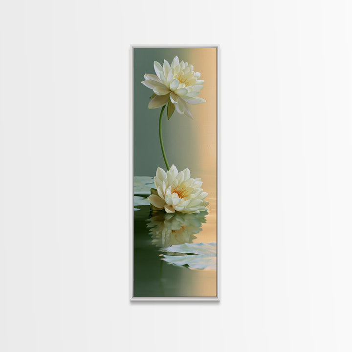 Lotus Flower Floating on Still Pond Canvas Print, Spa Art, Home Decor, Spa Decor, Serenity, Dog Wall Art, Abstract Print, SPA-1x3-16