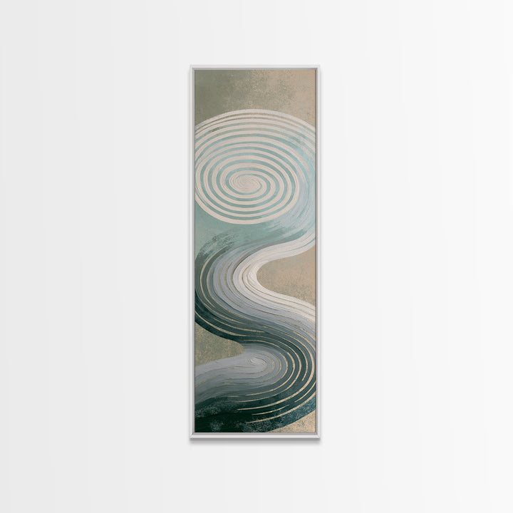 Sand Garden Lines Framed Canvas Print, Spa Art, Spa Decor, Oil Painting, Serenity, Minimalist Art, Feminine Wall Art, SPA-1x3-24