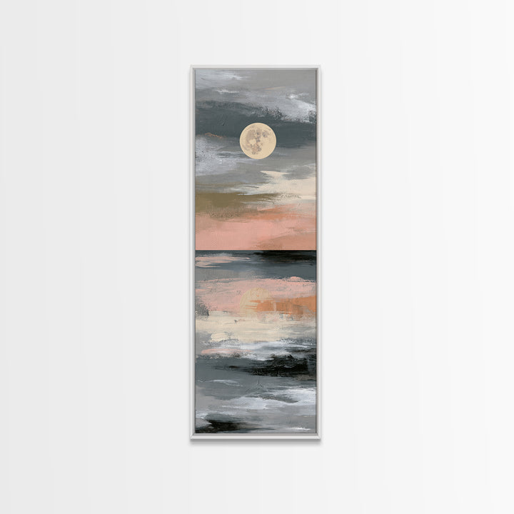 Moonlit Lake Reflection Canvas Print, Spa Art, Abstract, Spa Decor, Watercolor Art, Serenity, City Art, Spa Wall Art, SPA-1x3-35