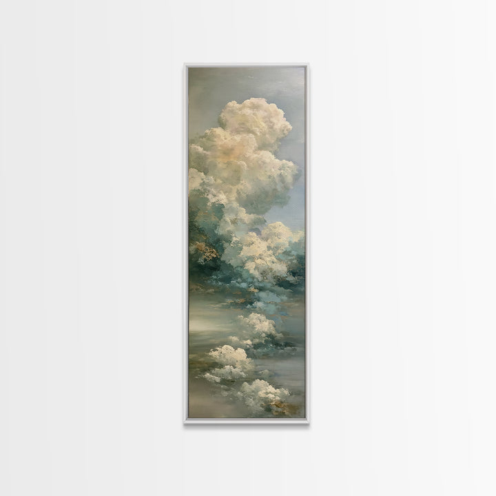Soft Cloudscape in Cream and Sage Canvas Print, Spa Art, Modern Decor, Spa Decor, Fine Art, Serenity, Wall Decor, SPA-1x3-49