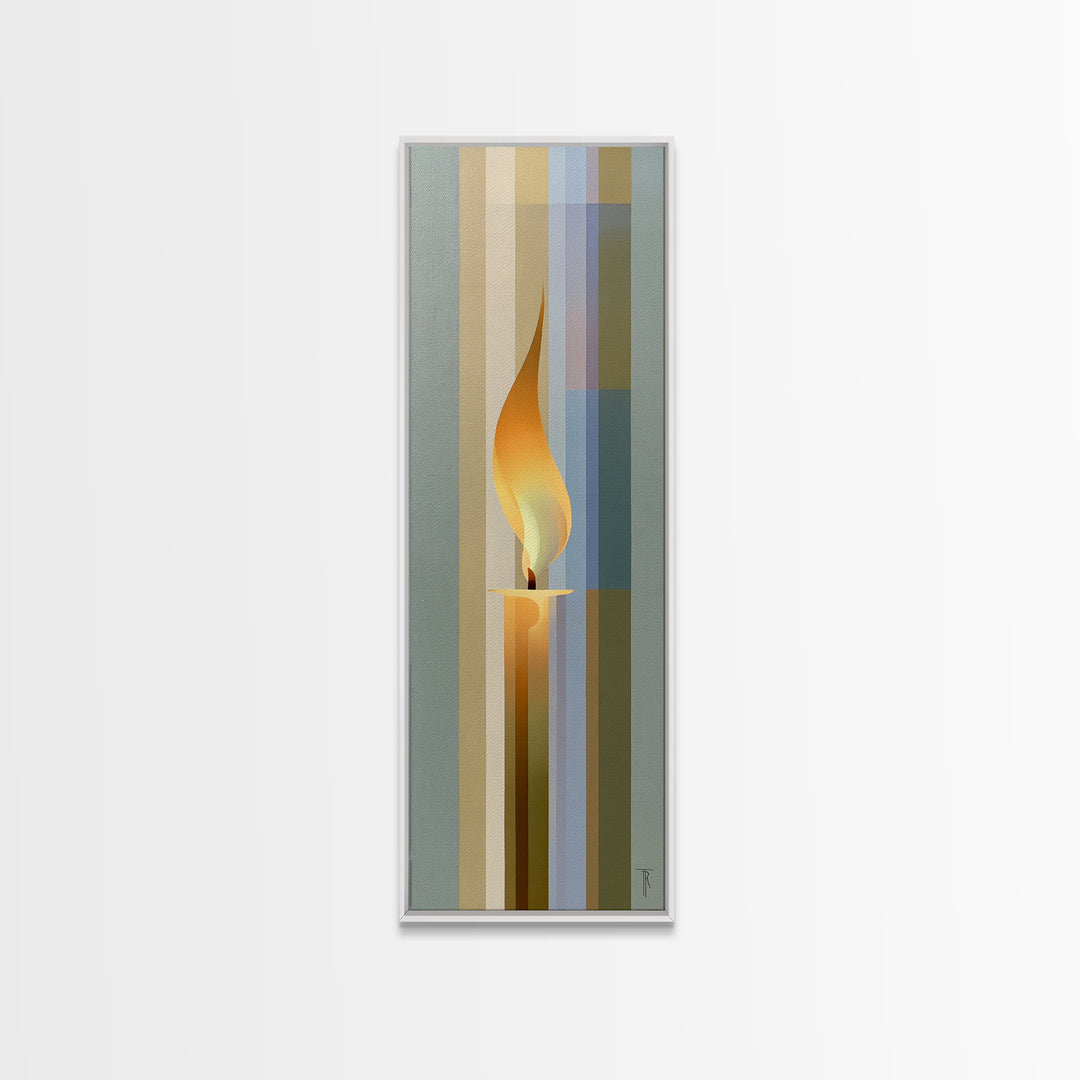Warm Candle Flame Framed Canvas Print, Spa Art, Wall Art, Spa Decor, Oil Painting, Serenity, Dog Wall Art, Abstract Print, SPA-1x3-69