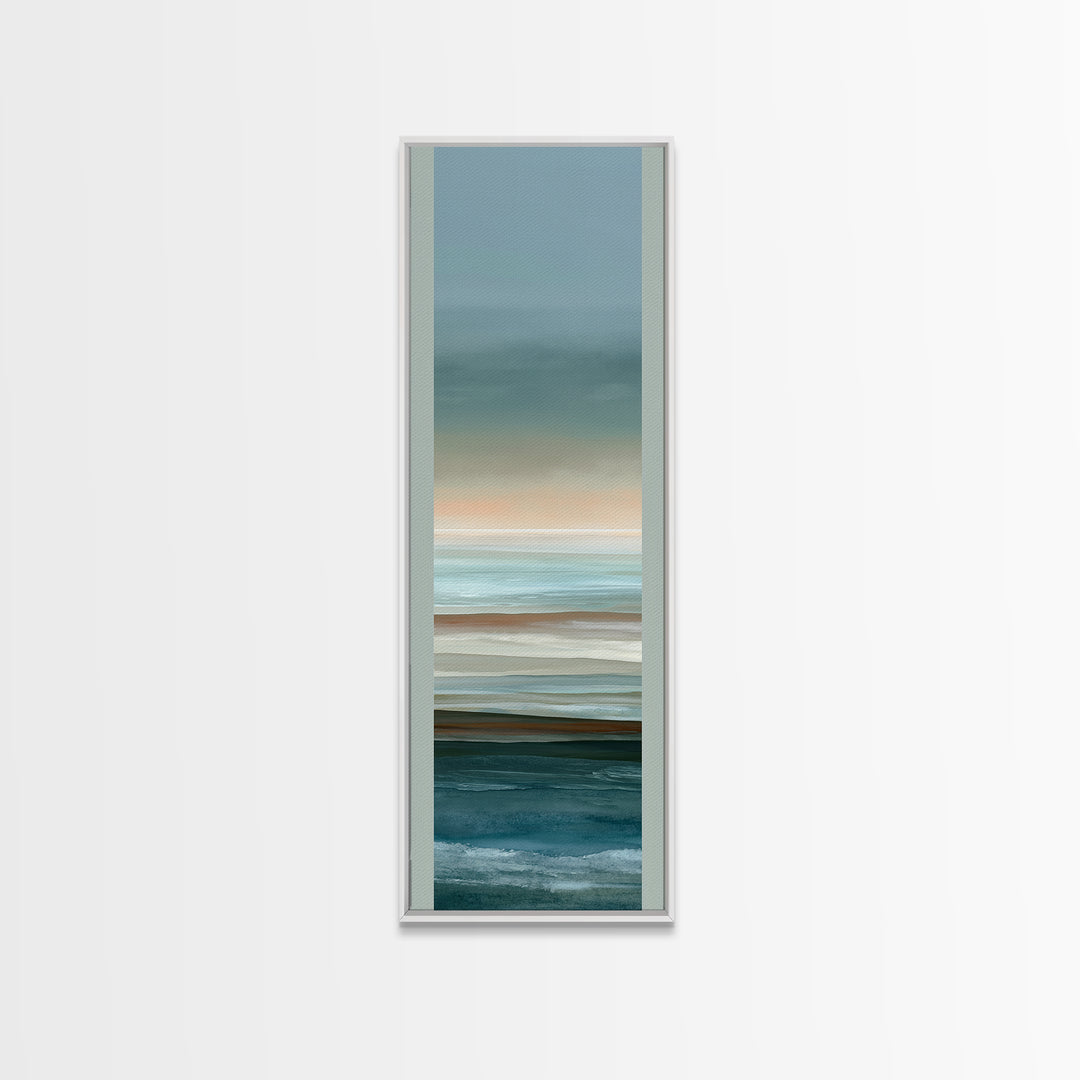 Coastal Horizon in Muted Spa Blues Framed Canvas Print, Spa Art, Modern Decor, Spa Decor, Fine Art, Serenity, Wall Decor, SPA-1x3-70
