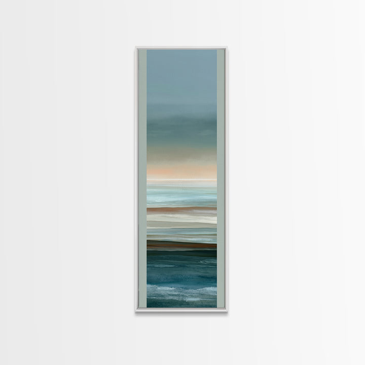 Coastal Horizon in Muted Spa Blues Framed Canvas Print, Spa Art, Modern Decor, Spa Decor, Fine Art, Serenity, Wall Decor, SPA-1x3-70