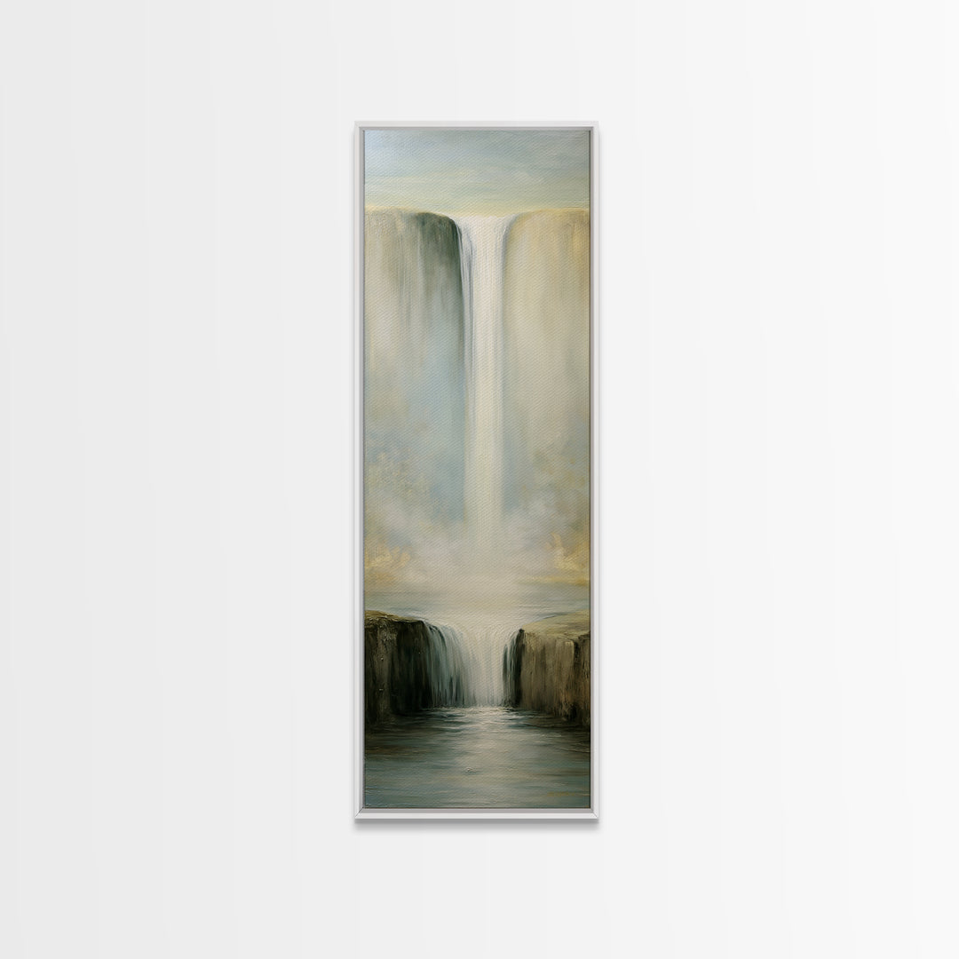 Serene Waterfall with Mist Canvas Print, Spa Art, Statement Artwork, Spa Decor, Fine Art, Serenity, Printable Wall Art, SPA-1x3-78