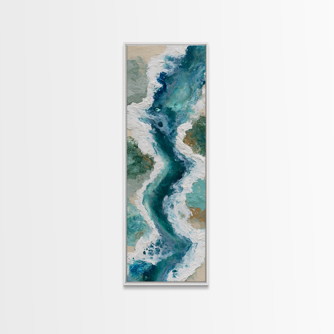 Blue Lagoon Water Seen from Above Framed Canvas Print, Spa Art, Minimalist Decor, Spa Decor, Fine Art, Serenity, SPA-1x3-8