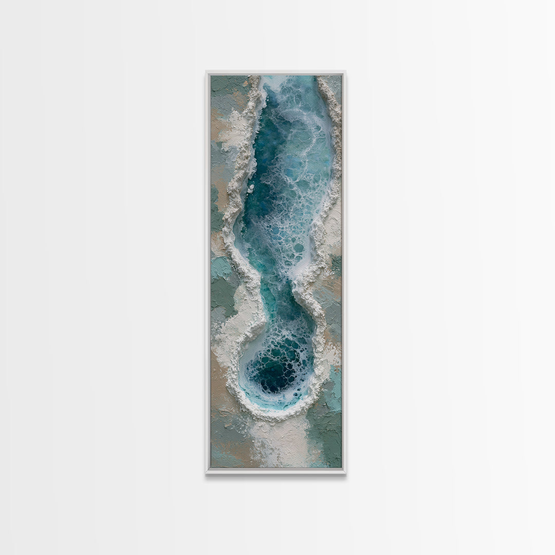 Blue Lagoon Water Seen from Above Framed Canvas Print, Spa Art, Salon Decor, Spa Decor, Fine Art, Serenity, Statement Artwork, SPA-1x3-80
