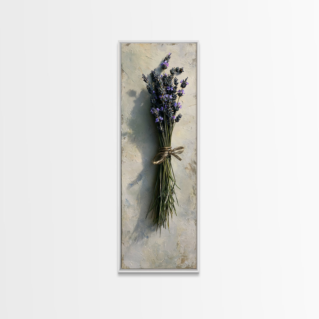 Lavender Bundle with Soft Shadow Framed Canvas Print, Spa Art, Boho Decor, Spa Decor, Oil Painting, Serenity, Printable Art, SPA-1x3-91