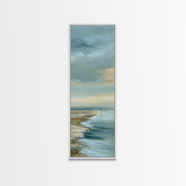 Coastal Horizon in Muted Spa Blues Canvas Print, Spa Art, Art Print, Spa Decor, Serenity, Botanical Art, Nature Prints, SPA-1x3-94