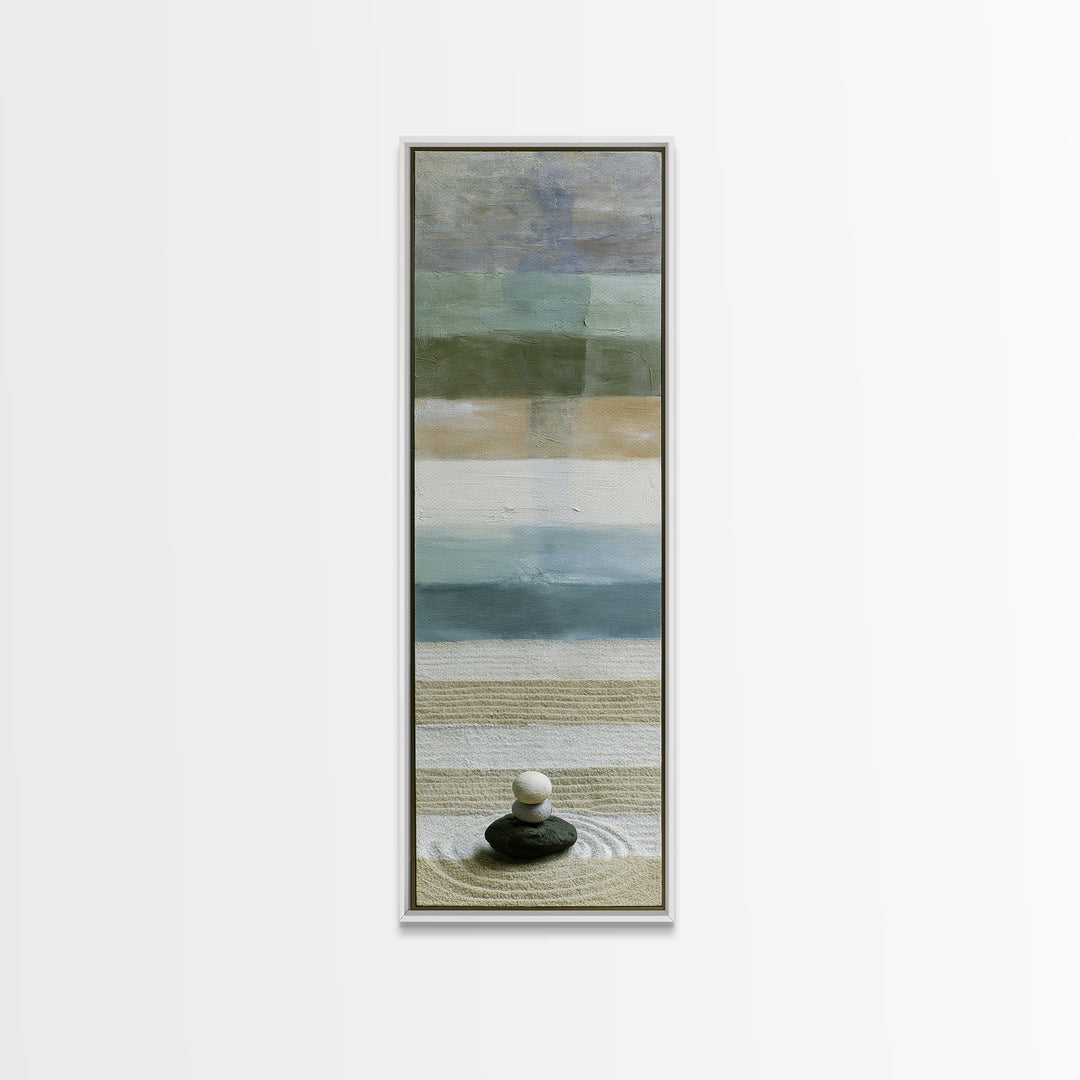 Sand Garden Lines Framed Canvas Print, Spa Art, Dog Canvas, Spa Decor, Fine Art, Serenity, Art Print, Room Decor, SPA-1x3-96