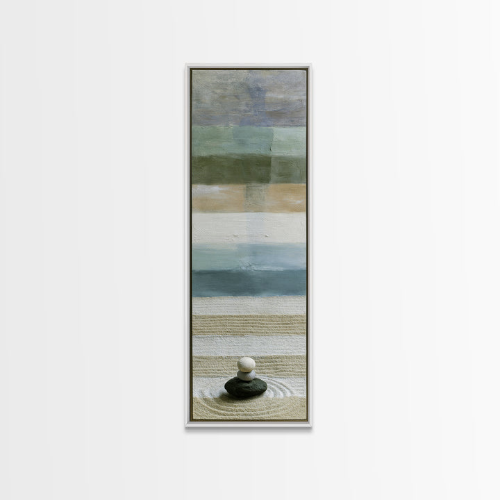 Sand Garden Lines Framed Canvas Print, Spa Art, Dog Canvas, Spa Decor, Fine Art, Serenity, Art Print, Room Decor, SPA-1x3-96