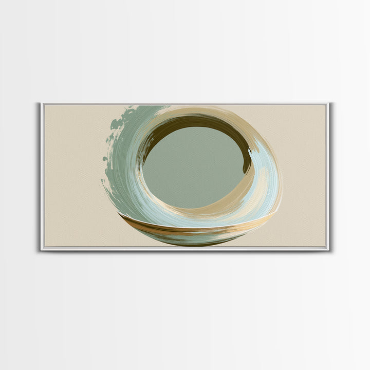 Minimal Zen Circle Brushstroke Framed Canvas Print, Spa Art, Salon Decor, Spa Decor, Fine Art, Serenity, Statement Artwork, SPA-2x1-100