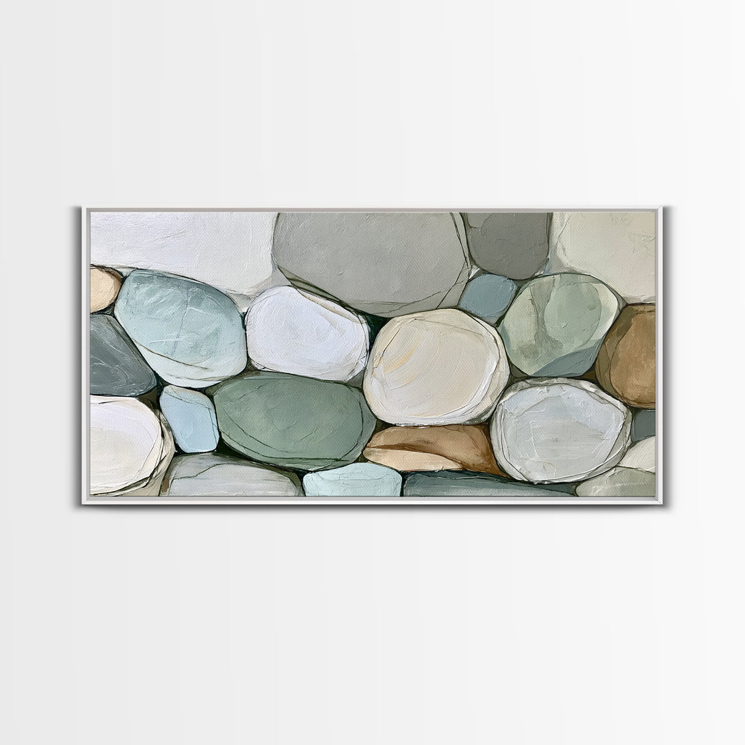 Pebble Texture Abstract Framed Canvas Print, Spa Art, Fashion Wall Art, Spa Decor, Abstract Art, Serenity, Modern Decor, SPA-2x1-11
