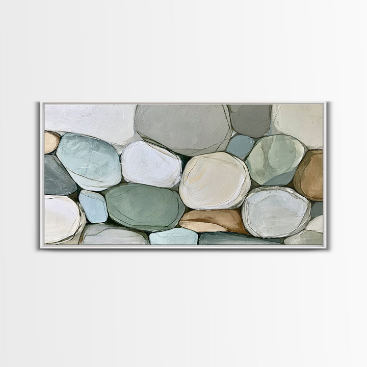 Pebble Texture Abstract Framed Canvas Print, Spa Art, Fashion Wall Art, Spa Decor, Abstract Art, Serenity, Modern Decor, SPA-2x1-11