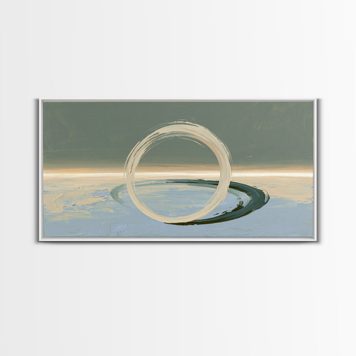Minimal Zen Circle Brushstroke Framed Canvas Print, Spa Art, Minimalist Decor, Spa Decor, Fine Art, Serenity, Contemporary Art, SPA-2x1-28