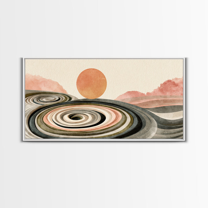 Sand Garden Lines Canvas Print, Spa Art, Wall Art, Spa Decor, Watercolor Art, Serenity, Dog Wall Art, Abstract Print, SPA-2x1-32