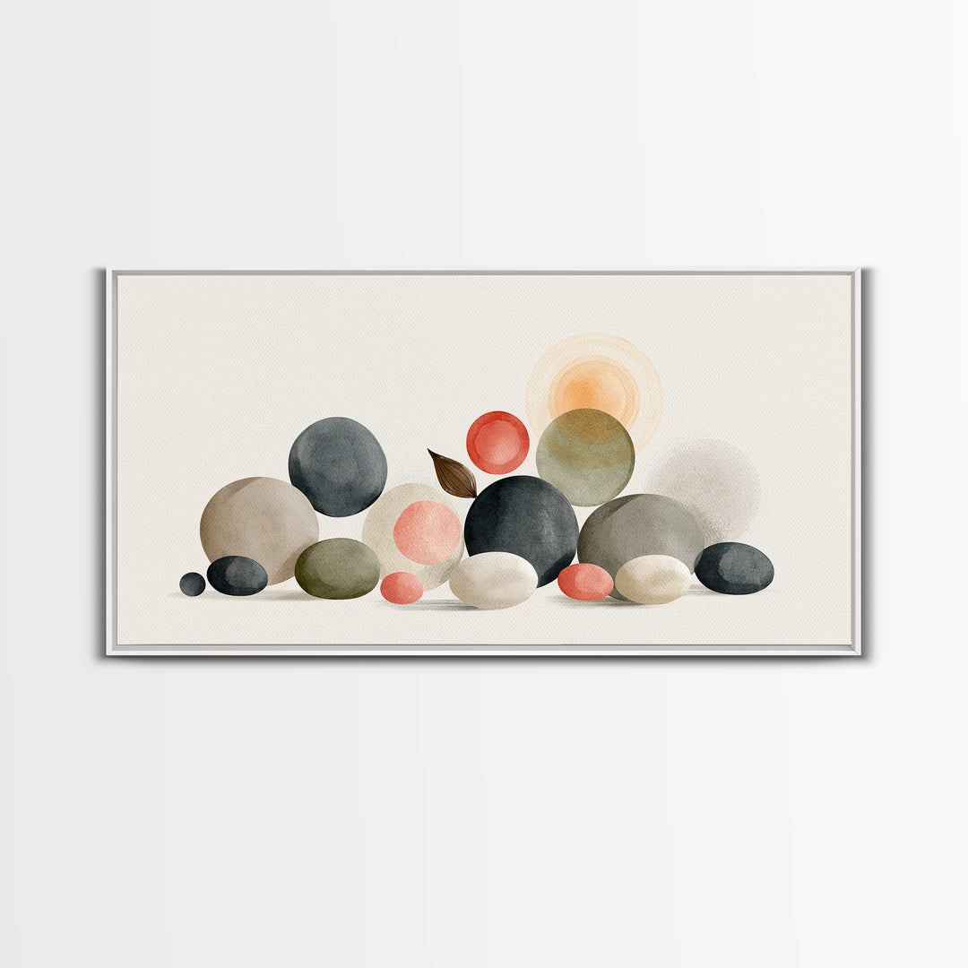 Pebble Texture Abstract Framed Canvas Print, Spa Art, Wall Art, Spa Decor, Abstract Art, Serenity, Dog Wall Art, Abstract Print, SPA-2x1-35