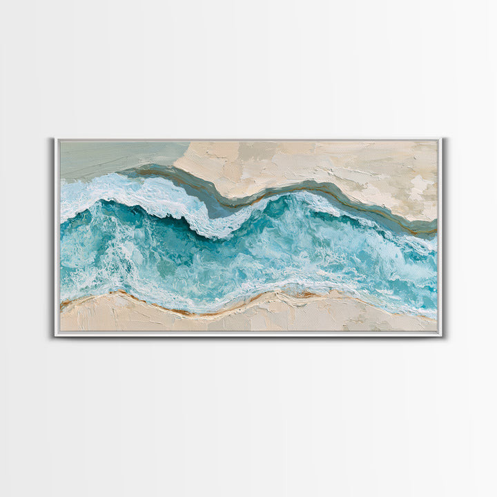 Blue Lagoon Water Seen from Above Framed Canvas Print, Spa Art, Art, Spa Decor, Serenity, Abstract Print, Minimalist Art, SPA-2x1-40