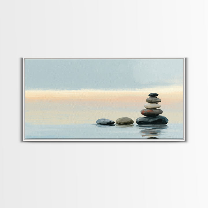 Coastal Horizon in Muted Spa Blues Canvas Print, Spa Art, Printable Wall Art, Spa Decor, Fine Art, Serenity, Feminine Wall Art, SPA-2x1-54