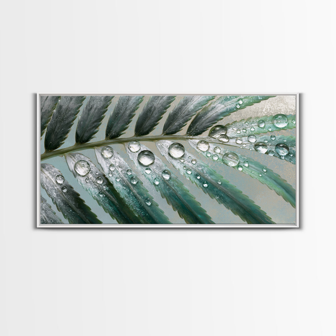 Fern Leaf Closeup Framed Canvas Print, Spa Art, Feminine Wall Art, Spa Decor, Fine Art, Serenity, Hair Salon Wall Art, SPA-2x1-55
