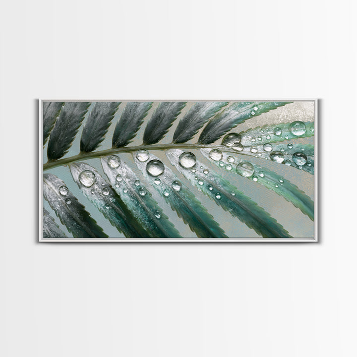 Fern Leaf Closeup Framed Canvas Print, Spa Art, Feminine Wall Art, Spa Decor, Fine Art, Serenity, Hair Salon Wall Art, SPA-2x1-55
