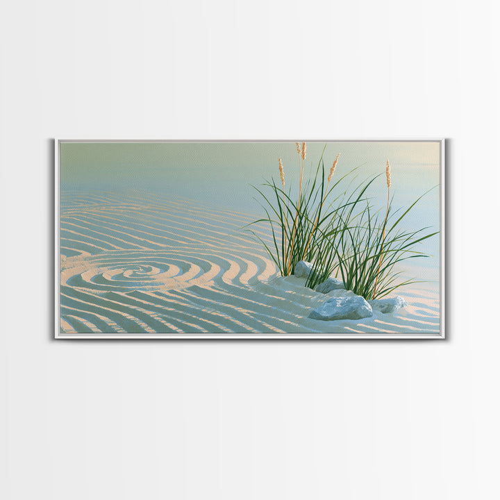 Sand Garden Lines Framed Canvas Print, Spa Art, Wall Art Print, Spa Decor, Fine Art, Serenity, Animal Art, Modern Home Decor, SPA-2x1-56