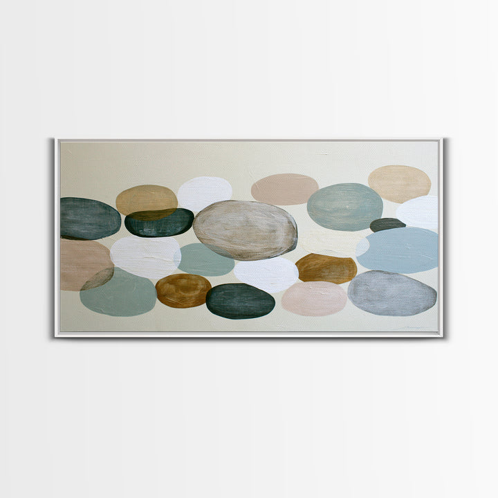 Pebble Texture Abstract Framed Canvas Print, Spa Art, City Art, Spa Decor, Abstract Art, Serenity, Boho Decor, SPA-2x1-59