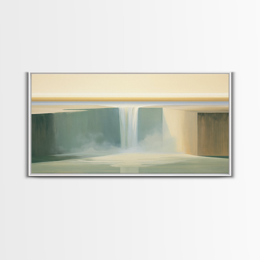 Serene Waterfall with Mist Canvas Print, Spa Art, Wall Art, Spa Decor, Oil Painting, Serenity, Dog Wall Art, Abstract Print, SPA-2x1-62