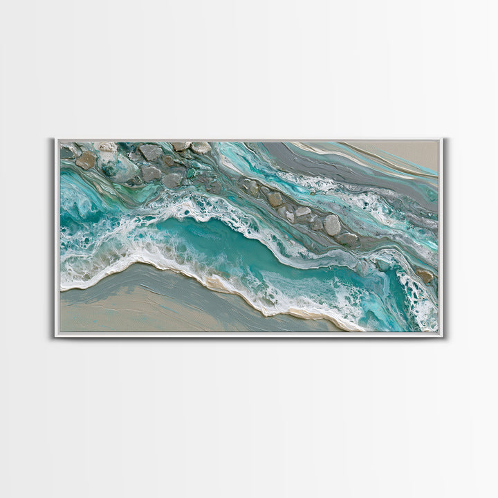 Blue Lagoon Water Seen from Above Canvas Print, Spa Art, Botanical Art, Spa Decor, Fine Art, Serenity, Fashion Wall Art, SPA-2x1-64