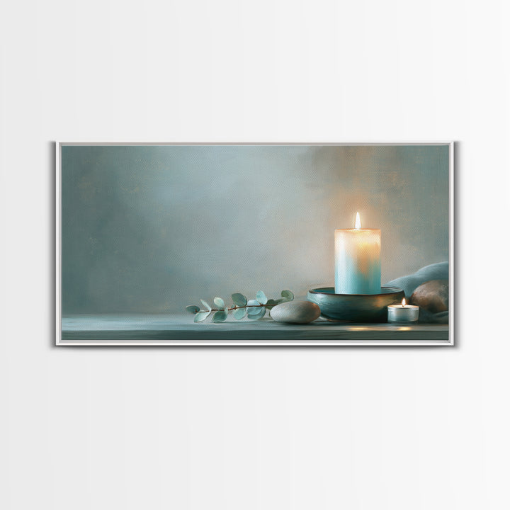 Warm Candle Flame Canvas Print, Spa Art, Abstract Print, Spa Decor, Oil Painting, Serenity, Esthetician Decor, Tarot Card Art, SPA-2x1-77