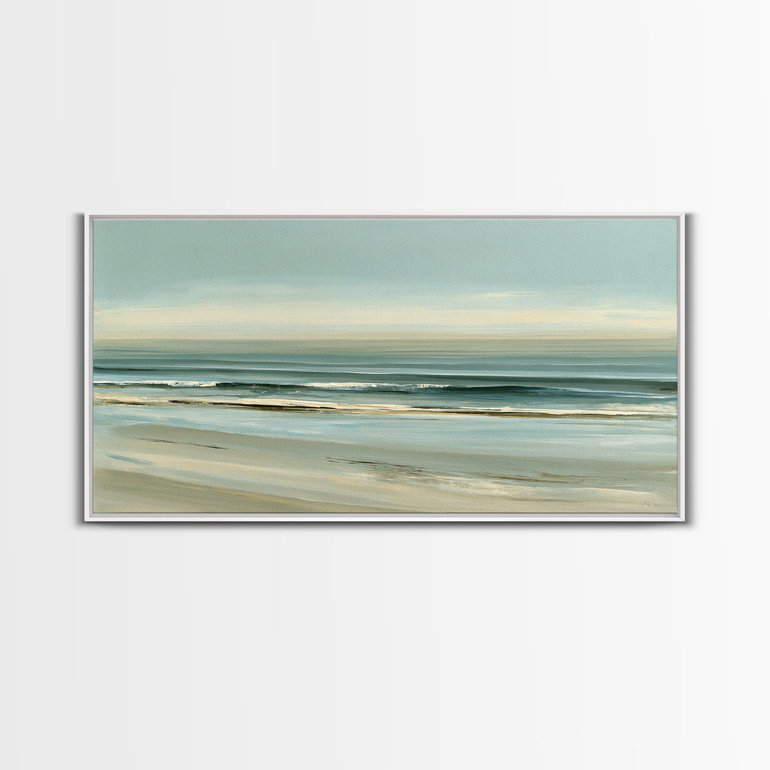 Coastal Horizon in Muted Spa Blues Canvas Print, Spa Art, Printable Wall Art, Spa Decor, Fine Art, Serenity, Feminine Wall Art, SPA-2x1-78
