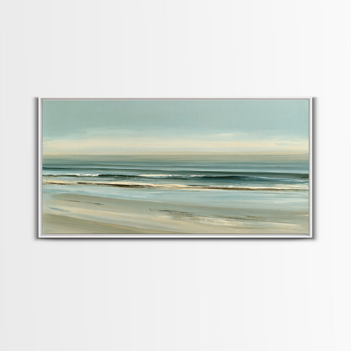 Coastal Horizon in Muted Spa Blues Canvas Print, Spa Art, Printable Wall Art, Spa Decor, Fine Art, Serenity, Feminine Wall Art, SPA-2x1-78