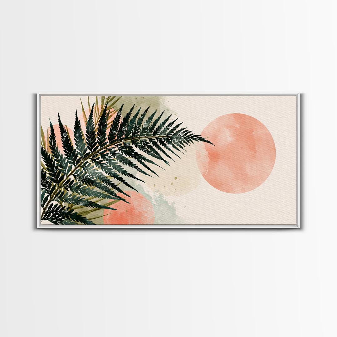 Fern Leaf Closeup Framed Canvas Print, Spa Art, Tarot Card Art, Spa Decor, Watercolor Art, Serenity, Textured Painting, SPA-2x1-79